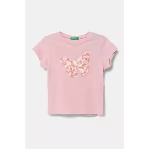 United Colors of Benetton tricou de bumbac pentru copii culoarea roz, 3I1XG10J1 imagine