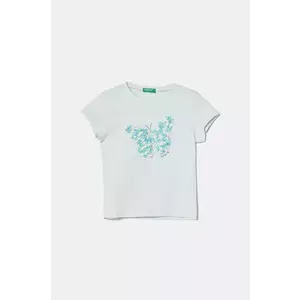 United Colors of Benetton tricou de bumbac pentru copii culoarea turcoaz, 3I1XG10J1 imagine