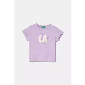 United Colors of Benetton tricou de bumbac pentru copii culoarea violet, 3I1XG10J1 imagine