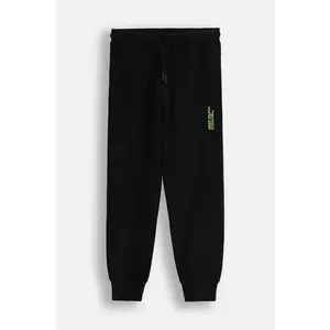 Coccodrillo pantaloni de trening din bumbac pentru copii culoarea negru, neted, EVERYDAY BOY imagine