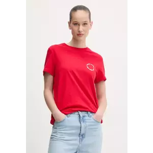 Tommy Jeans tricou din bumbac femei, culoarea rosu, DW0DW21768 imagine