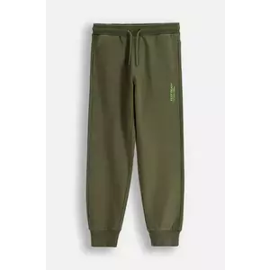 Coccodrillo pantaloni de trening din bumbac pentru copii culoarea verde, neted, EVERYDAY BOY imagine