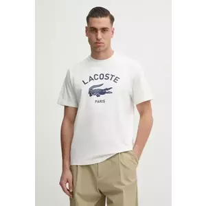 Lacoste tricou din bumbac barbati, culoarea alb, cu imprimeu, TH2733 imagine