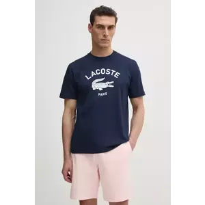 Lacoste tricou din bumbac barbati, culoarea albastru marin, cu imprimeu, TH2733 imagine