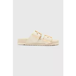 AllSaints slapi de piele Sian Sandal femei, culoarea bej, W034FC imagine