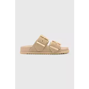 AllSaints papuci din piele Sian Sandal femei, culoarea bej, W035FC imagine