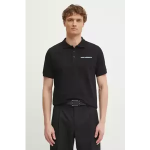 Karl Lagerfeld polo de bumbac barbati, culoarea negru, cu imprimeu, 551225.745094 imagine