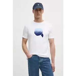 Karl Lagerfeld tricou din bumbac barbati, culoarea alb, cu imprimeu, 551242.755426 imagine