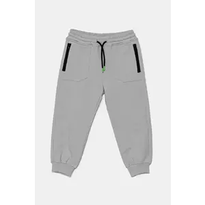 United Colors of Benetton pantaloni de trening din bumbac pentru copii culoarea gri, neted, 3UNIGF04L imagine