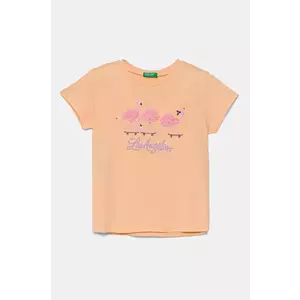 United Colors of Benetton tricou de bumbac pentru copii culoarea portocaliu, 3I1XG10J1 imagine