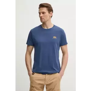 Alpha Industries tricou din bumbac Basic T Small Logo bărbați, culoarea bleumarin, cu imprimeu 188505.435-navy imagine