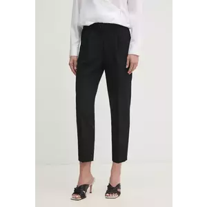 Sisley pantaloni femei, culoarea negru, drept, high waist imagine