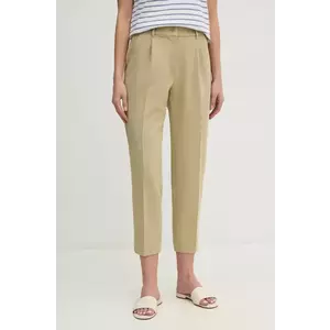 Sisley pantaloni femei, culoarea verde, drept, high waist imagine