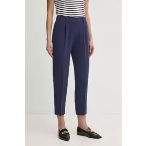 Sisley pantaloni femei, culoarea albastru marin, drept, high waist imagine