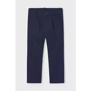 Mayoral pantaloni cu amestec de in pentru copii culoarea albastru marin, neted, 3563 imagine