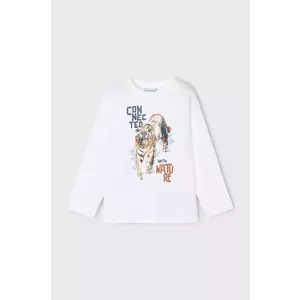 Mayoral longsleeve din bumbac pentru copii culoarea alb, cu imprimeu, 3052 imagine