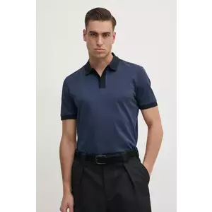 BOSS polo de bumbac barbati, culoarea albastru marin, modelator, 50532246 imagine