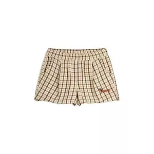 Mini Rodini pantaloni scurti copii Gingham culoarea bej, modelator, 2523016013 imagine