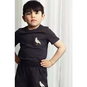 Mini Rodini tricou de bumbac pentru copii Seagull culoarea negru, neted, 2522013699 imagine