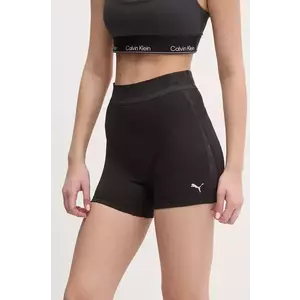 Puma pantaloni scurți de antrenament Lace culoarea negru, cu imprimeu, high waist, 526784 imagine