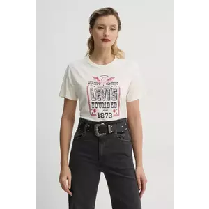 Levi's tricou din bumbac GRAPHIC ICONIC TEE femei, culoarea bej, A8802 imagine