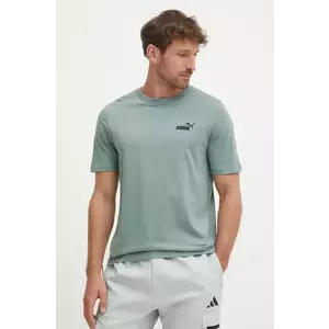 Puma tricou din bumbac barbati, culoarea verde, neted, 682535 imagine