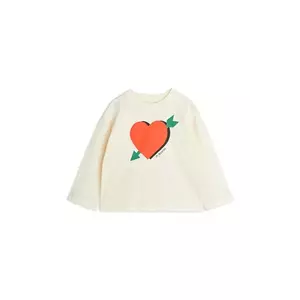 Mini Rodini longsleeve din bumbac pentru copii Arrowed heart culoarea bej, 2522012511 imagine