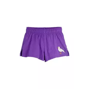 Mini Rodini pantaloni scurți din bumbac pentru copii Seagull culoarea violet, cu imprimeu, 2523012745 imagine