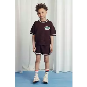 Mini Rodini pantaloni scurți din bumbac pentru copii culoarea maro, neted, 2523013916 imagine