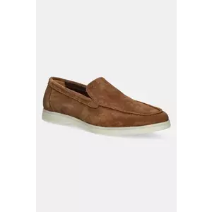 Hackett London mocasini din piele intoarsa MARTIN SOFT barbati, culoarea maro, HMS21473 imagine