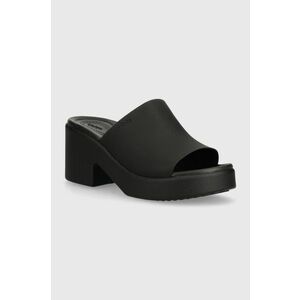 Crocs papuci Brooklyn Slide Heel femei, culoarea negru, cu toc drept, 209408 imagine