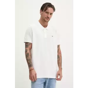 Tommy Jeans polo de bumbac barbati, culoarea bej, neted, DM0DM20676 imagine