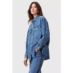 AllSaints camasa din bumbac denim ALBA femei, cu guler clasic, relaxed, W051PC imagine