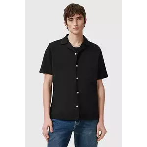 AllSaints camasa din bumbac HUDSON barbati, culoarea negru, relaxed, M081SA imagine