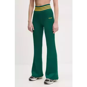 adidas Originals pantaloni de trening FLARED PANTS femei, culoarea verde, cu imprimeu, JC7689 imagine