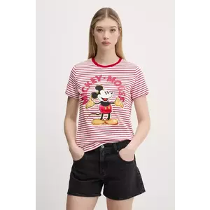 Desigual tricou din bumbac MICKEY MOUSE femei, culoarea rosu, 25SWTKAI imagine