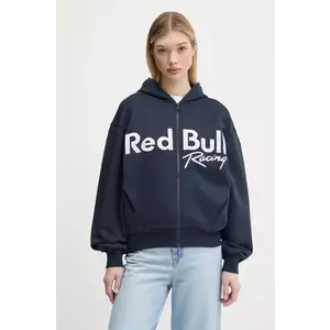 Red Bull Racing x Pepe Jeans hanorac de bumbac LOGO ZIP HOODIE femei, culoarea albastru marin, cu glugă, cu imprimeu, RL580011 imagine