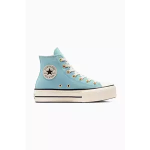 Converse tenisi din piele intoarsa Chuck Taylor All Star Lift culoarea turcoaz, A13824C imagine