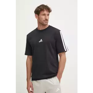 adidas tricou din bumbac Essentials barbati, culoarea negru, cu imprimeu, JW1949 imagine