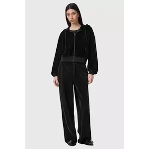 AllSaints pantaloni de catifea VIN femei, culoarea negru, drept, high waist, W028TC imagine