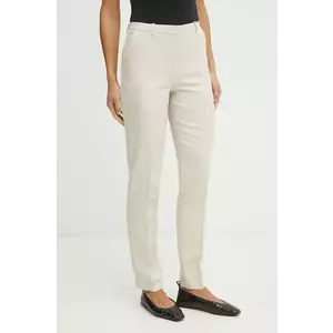 BOSS pantaloni femei, culoarea bej, drept, high waist, 50537461 imagine