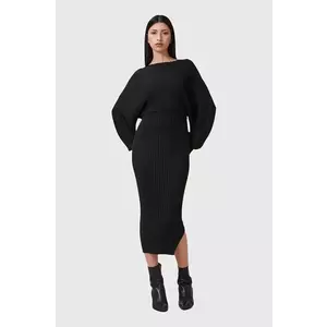 AllSaints rochie si pulover MINORI culoarea negru, midi, mulata, W224DC imagine