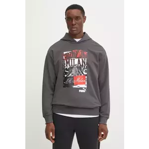 Puma bluza barbati, culoarea gri, cu glugă, cu imprimeu imagine