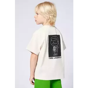 Karl Lagerfeld tricou de bumbac pentru copii culoarea bej, cu imprimeu, Z30440 imagine