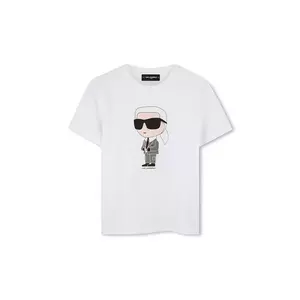 Karl Lagerfeld tricou de bumbac pentru copii culoarea alb, cu imprimeu, Z30437 imagine