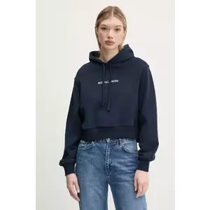 Red Bull Racing x Pepe Jeans bluza CROPPED LOGO HOODY femei, culoarea albastru marin, cu glugă, cu imprimeu, RL580008 imagine