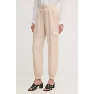 Gaudi pantaloni femei, culoarea bej, high waist, 511BD25010 imagine