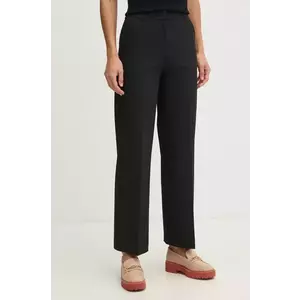 United Colors of Benetton pantaloni femei, culoarea negru, drept, high waist, 4R4CDF08H imagine