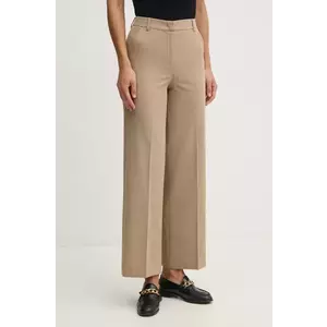 United Colors of Benetton pantaloni femei, culoarea bej, drept, high waist imagine