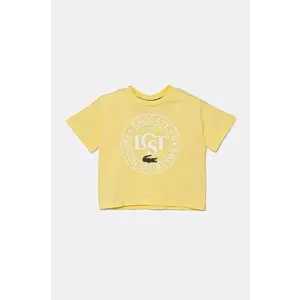 Lacoste tricou de bumbac pentru copii culoarea galben, cu imprimeu, TJ2463 imagine